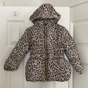 Leopard puffer coat with hood - 3T